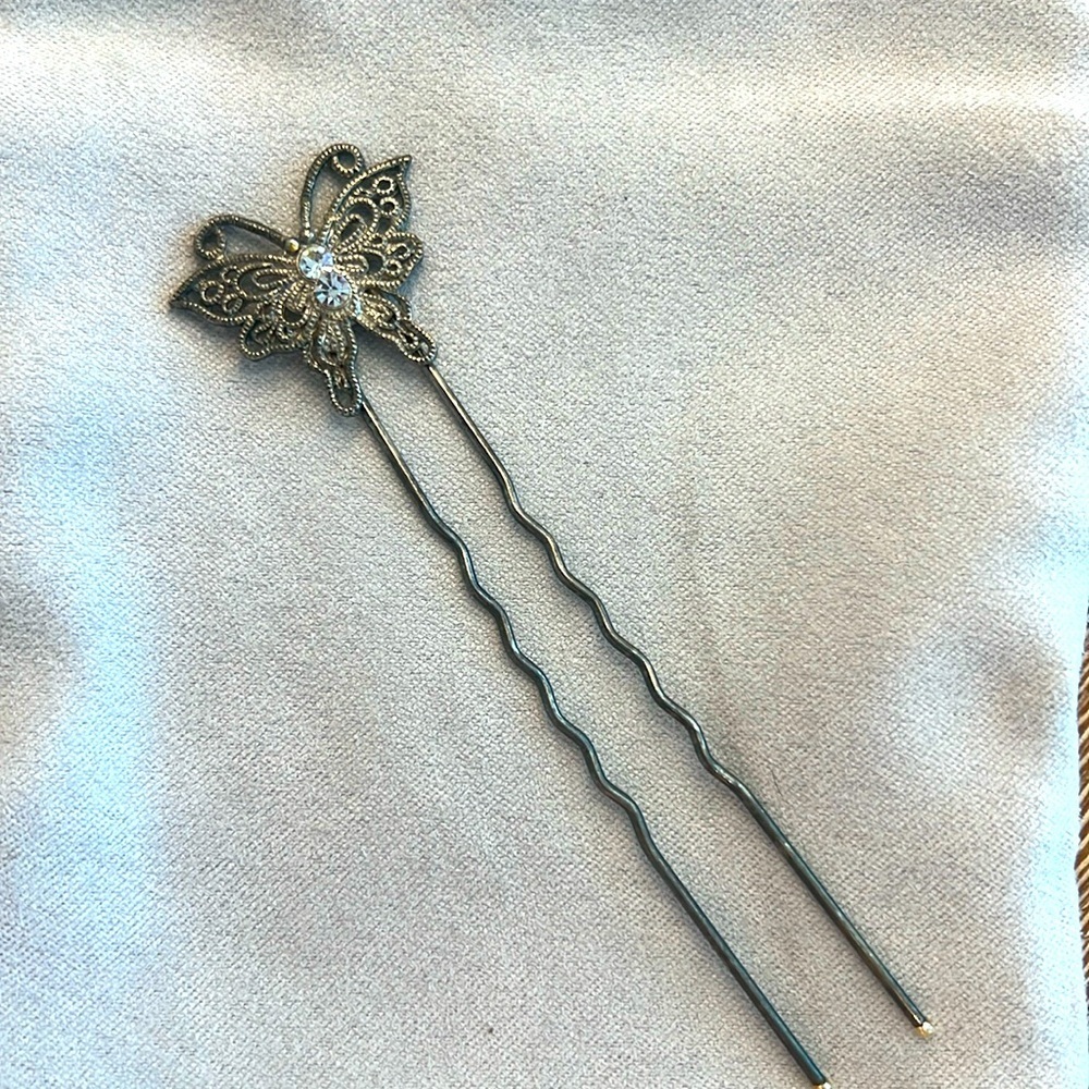 VINTAGE Butterfly 1900s Hair Pin Fork